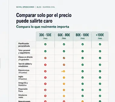 Comparativa de precios y servicios de academias online para Guardia Civil